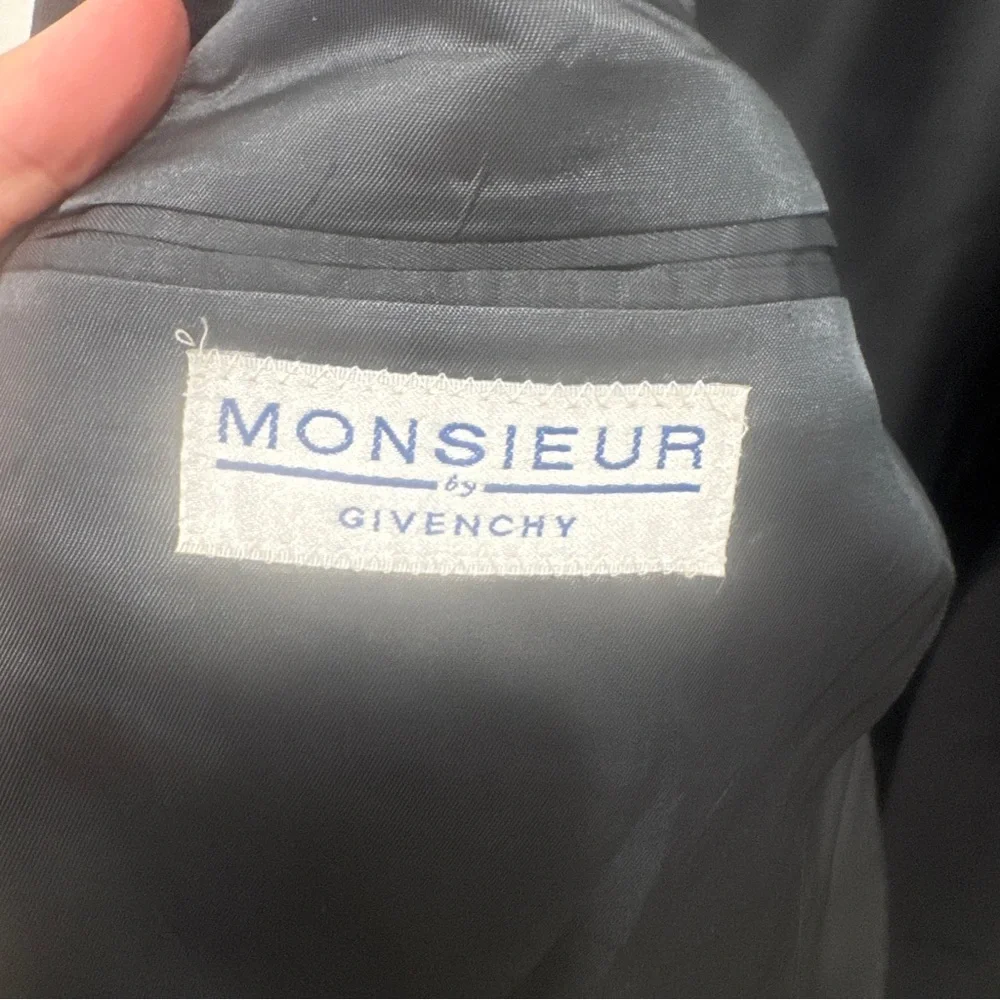 Vintage Givenchy Monsieur Black Wool Blazer Sport Coat Dark Academia 40L